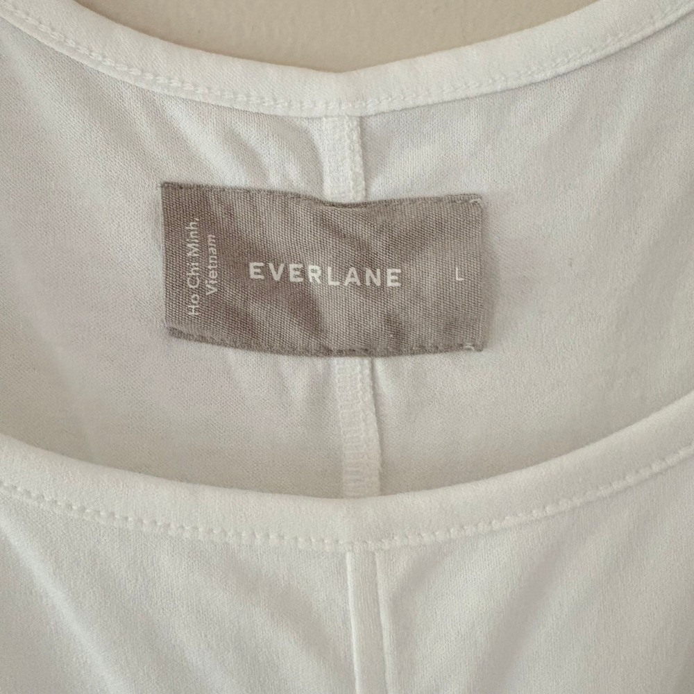 Everlane Cotton Midi Dress L White Tank Scoop Neck Seam Detail Sleeveless - Picture 4 of 10